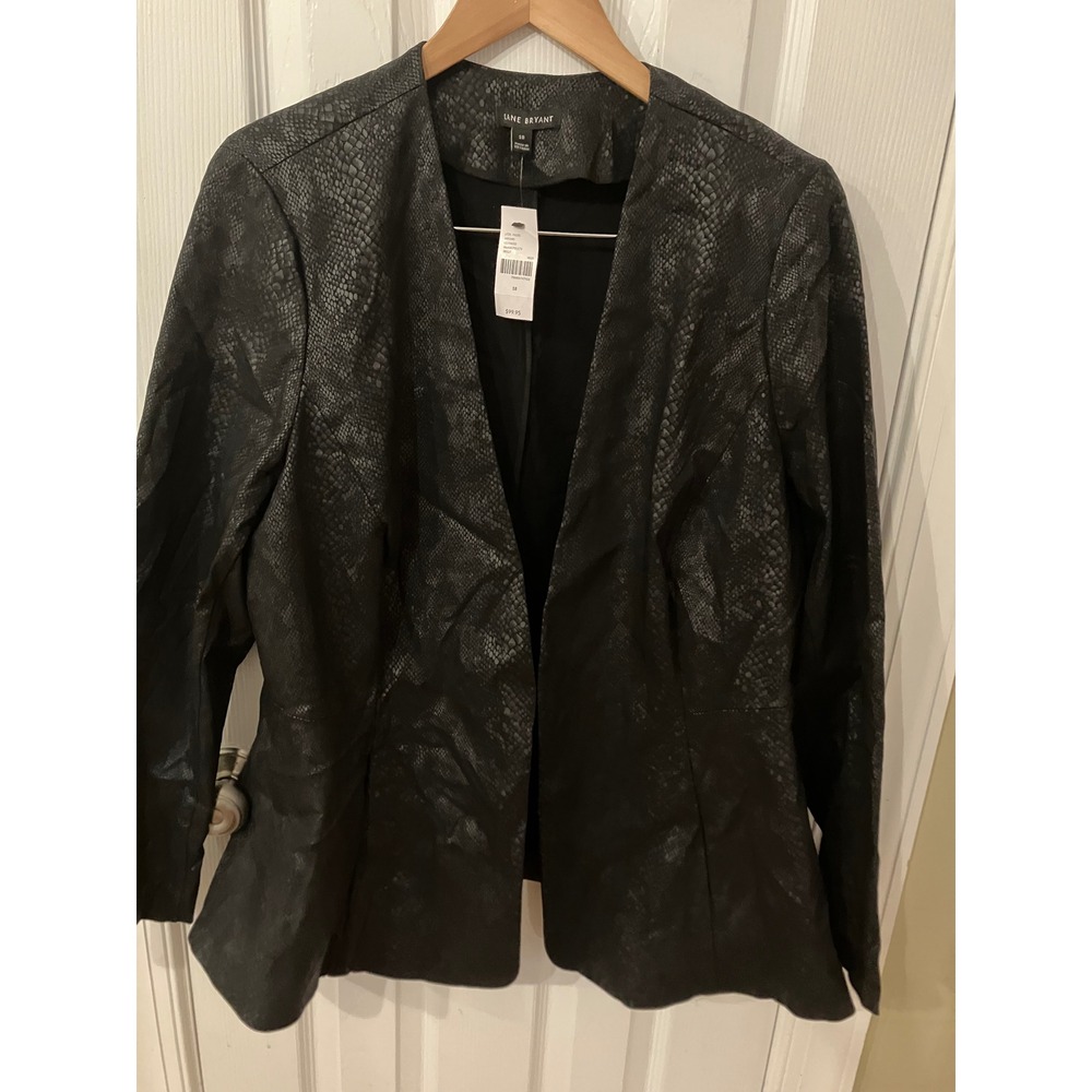Lane Bryant Black Snakeskin Print Open Front Blazer Jacket Plus Size 18
